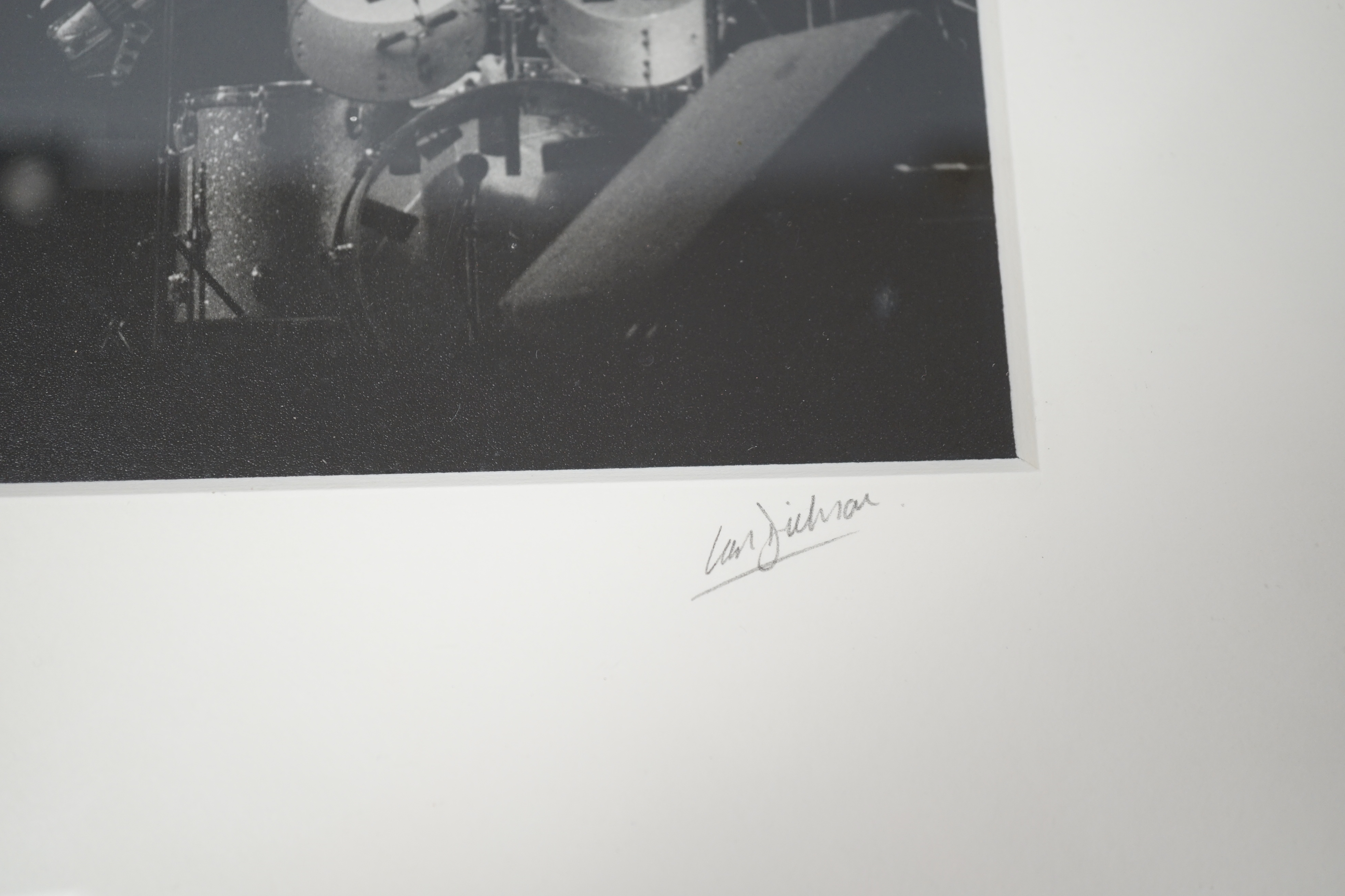 Ian Dickson, a black and white photograph of Bob Marley, framed, signed by Dickson on the mount, 17 x 25cm